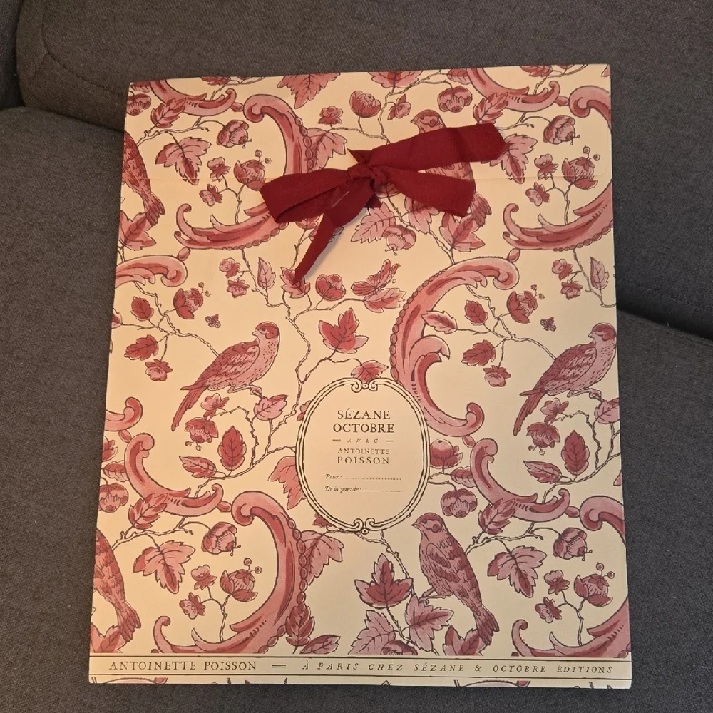 Sezane Gift Bag with Red and Cream Design